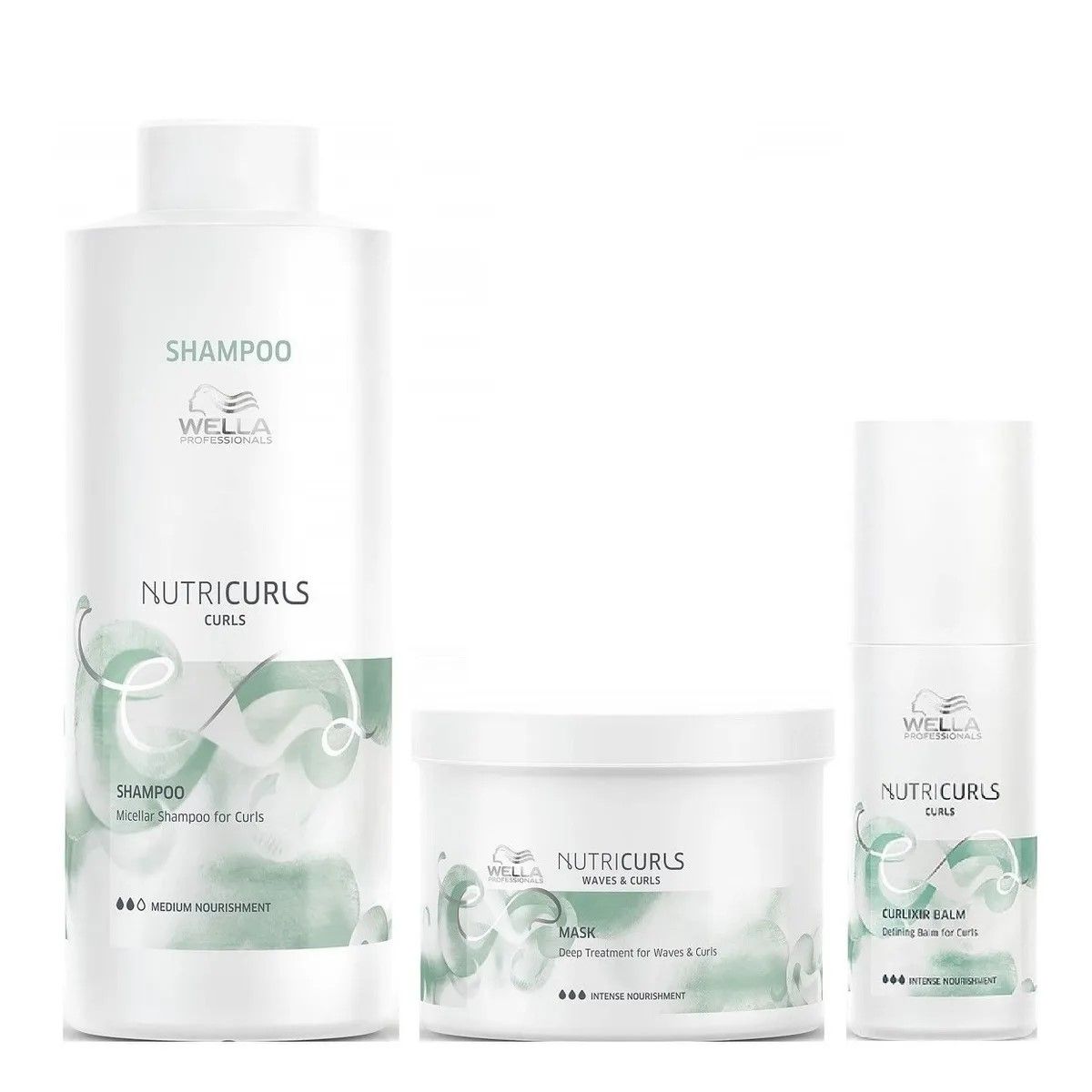 WELLA - Shampoo Para Rizos 1000ml + Mascarilla 500 + Bálsamo Wella Nutricurls
