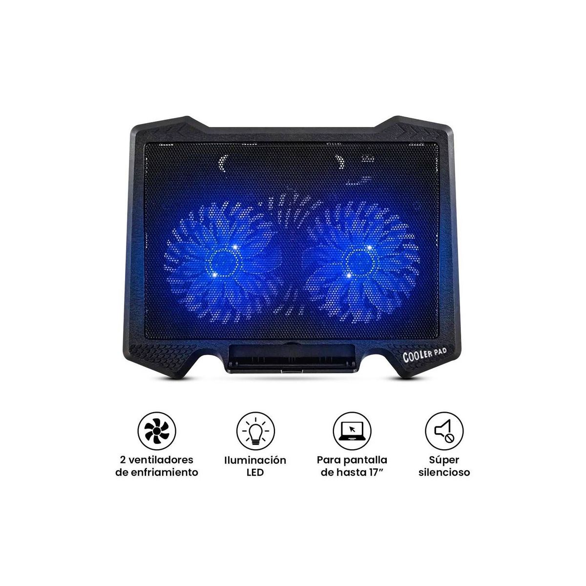 GENERICO - Cooler de 2 ventiladores - Negro