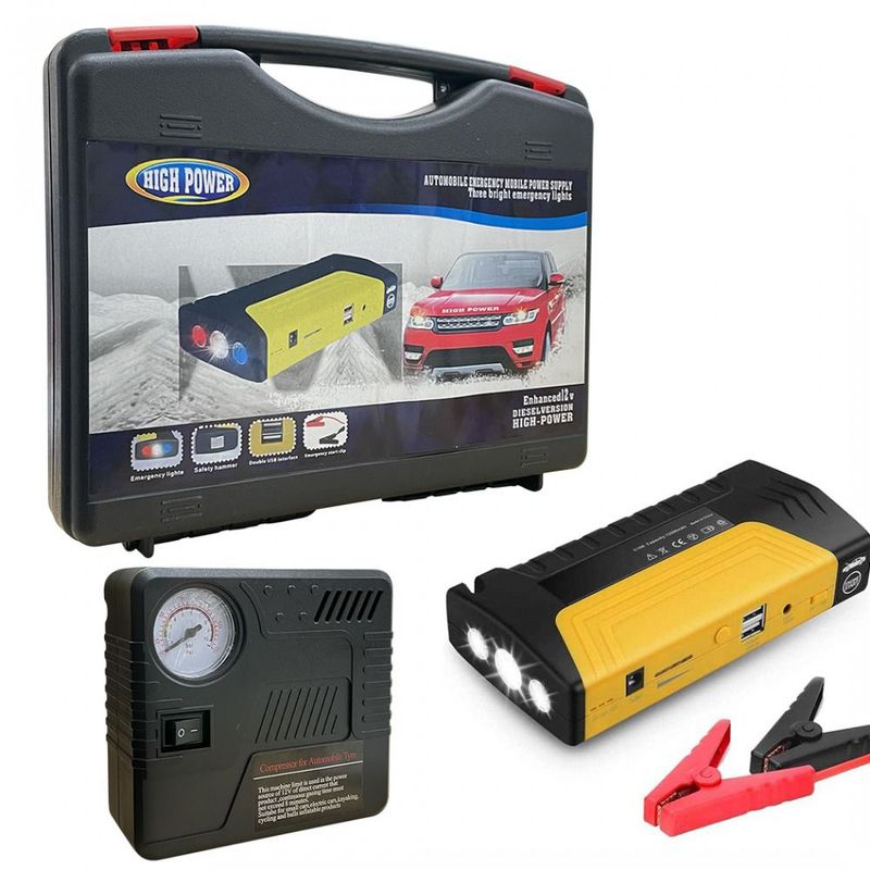 OEM - Kit Arrancador Bateria Compresor Auto Carro Recargable