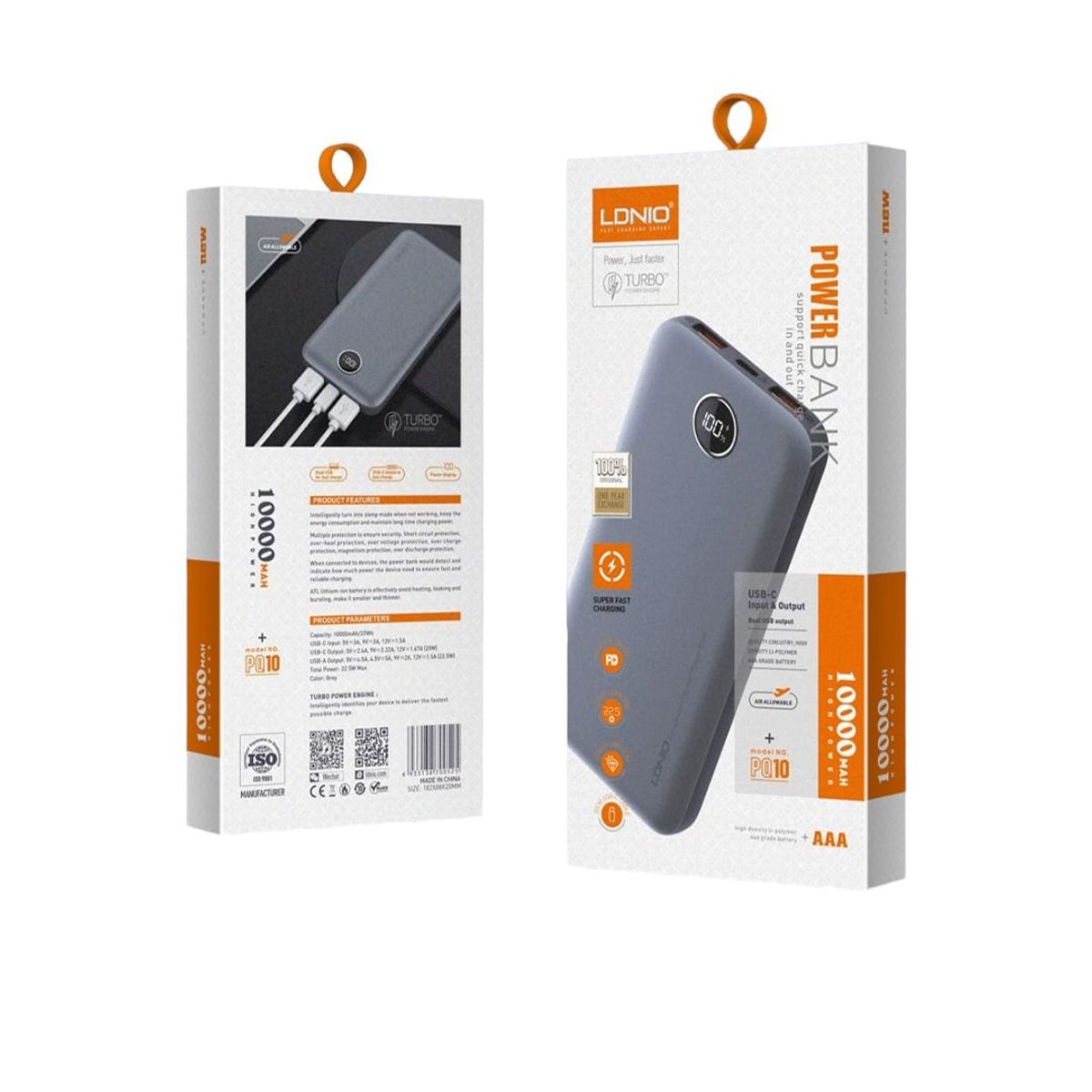 LDNIO - Cargador Portátil Ldnio  PQ10 10000 Mah, 22.5w  Carga Rápida Dual Usb