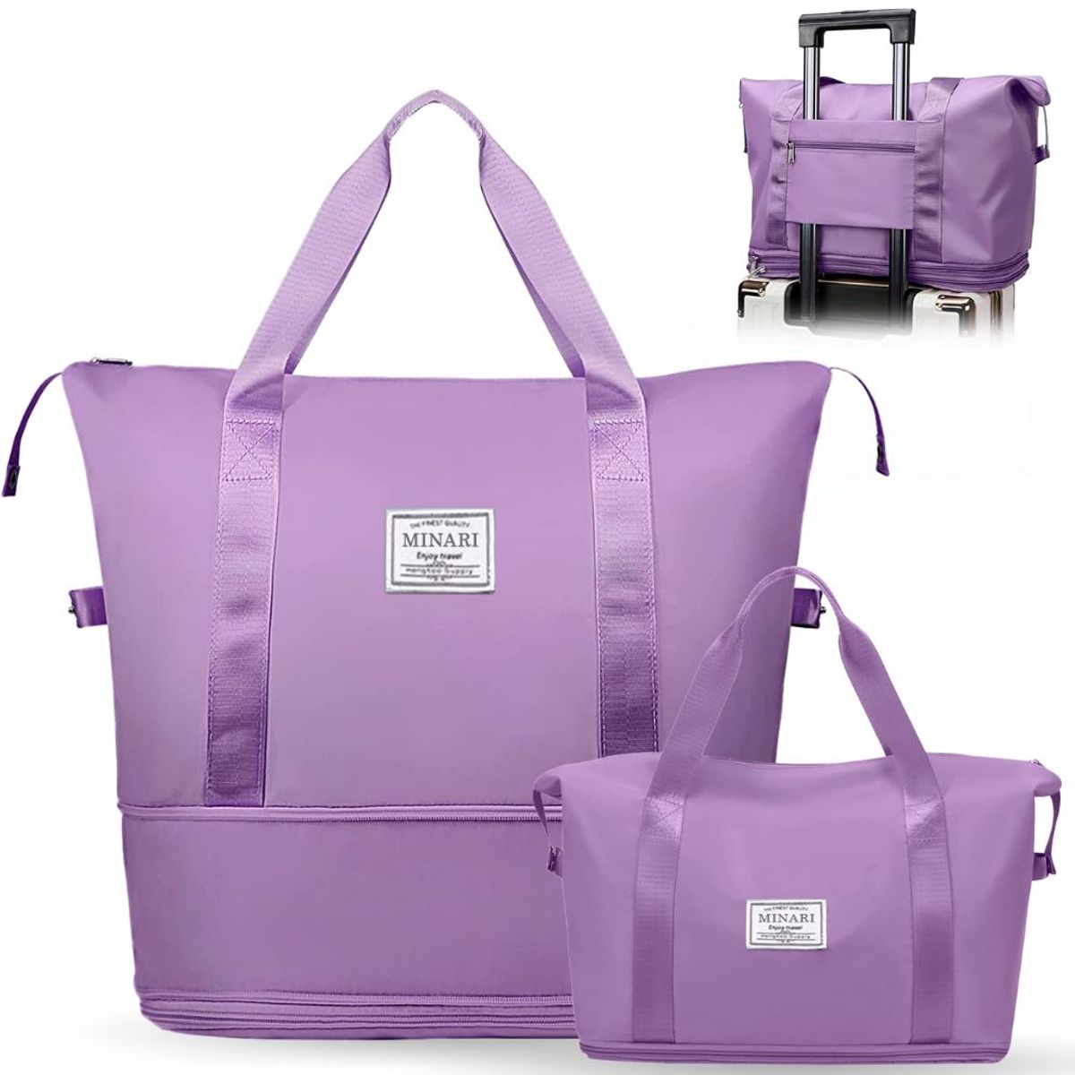 MINARI - Bolso de Viaje Cartera Expandible Deportivo Impermeable Lila 60B