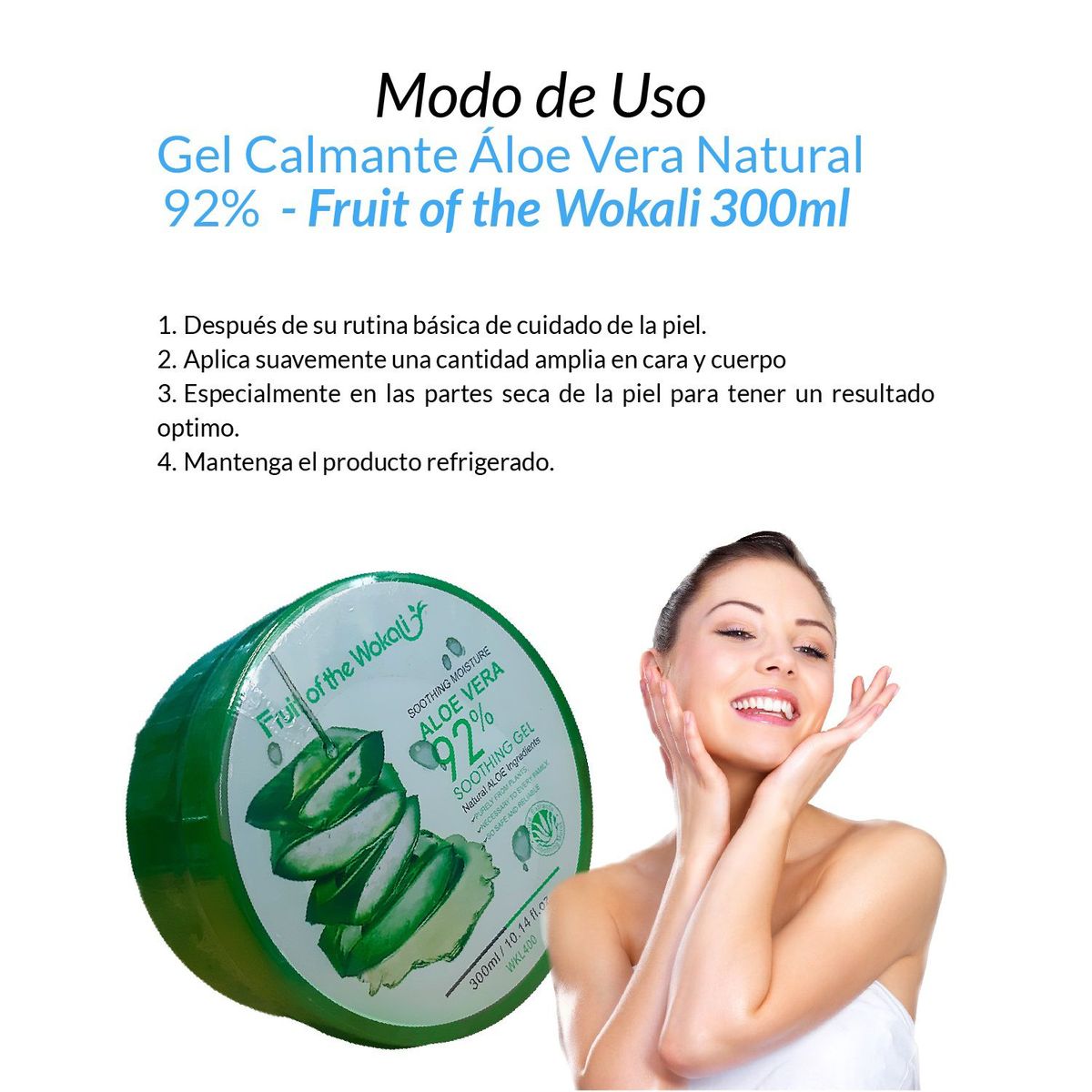GENERICO - 2 Gel Calmante Áloe Vera Natural 92 - Fruit of the Wokali 300ml