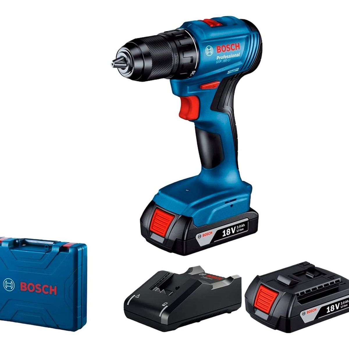 BOSCH - Taladro Atornillador Bosch GSR 185-LI 18V 2 Baterías + Cargador