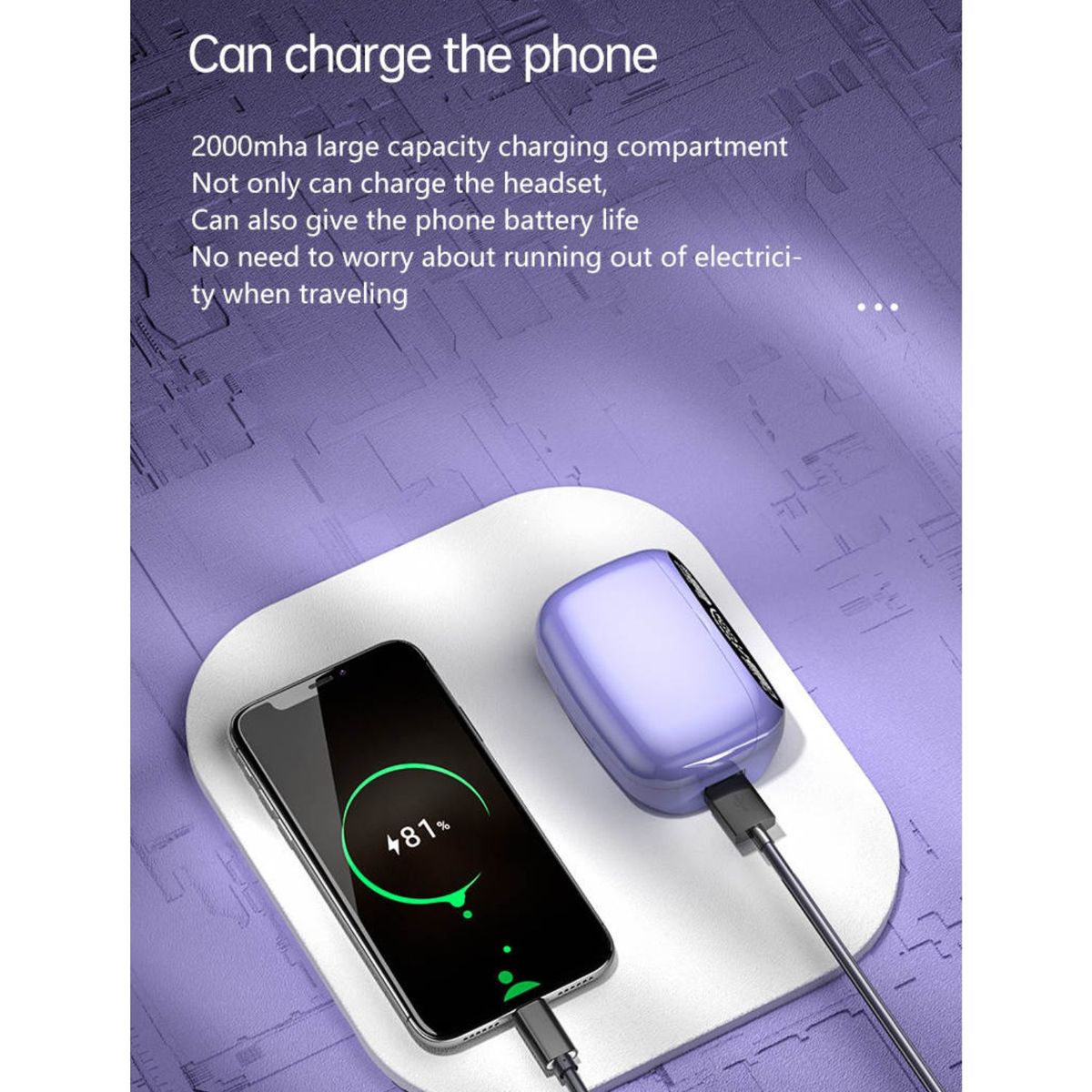 TWS - Audifonos Bluetooth M32 Purpura Hasta 8h Music Continua