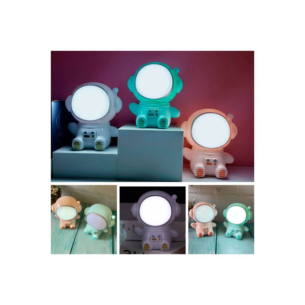 GENERICO - Lampara Led Robot Astronauta - Rosado