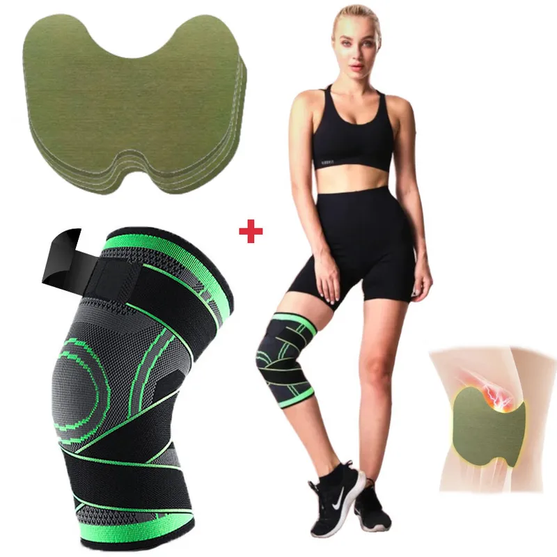 GENERICO - Rodillera + Parches para Dolor Ortopedica Elastica Compresion Gym Entrenamiento Bandas SS2442