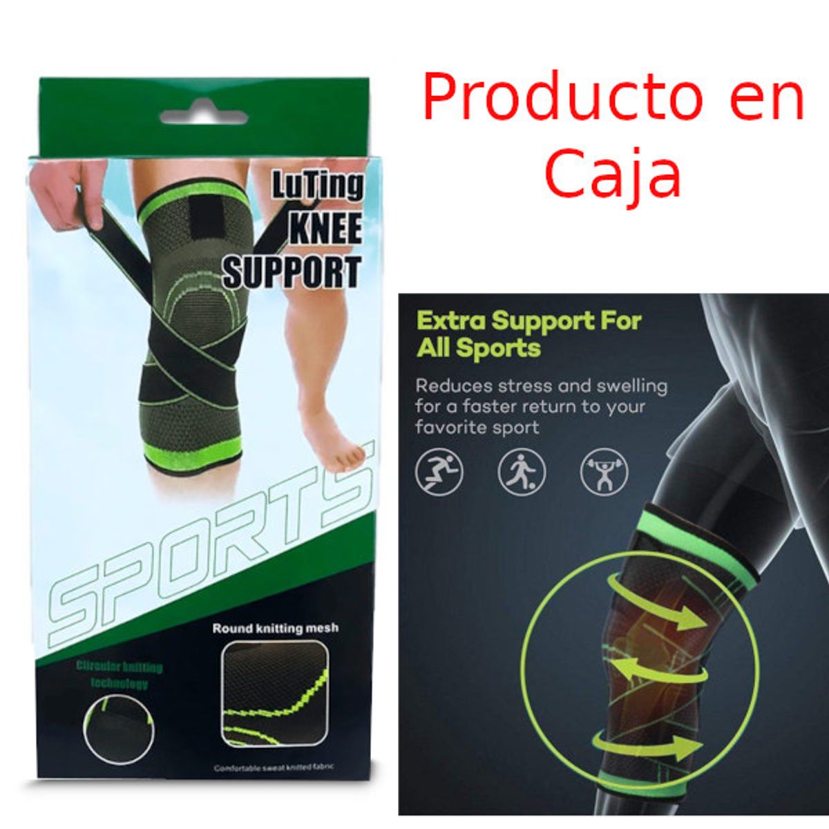 GENERICO - Rodillera + Parches para Dolor Ortopedica Elastica Compresion Gym Entrenamiento Bandas SS2442