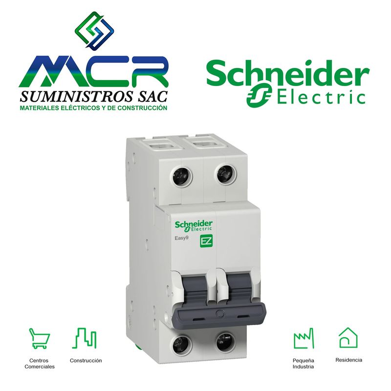 SCHNEIDER ELECTRIC - INTERRUPTOR TERMOMAGNETICO 2P 25A 10KA 230V Easy9 Schneider