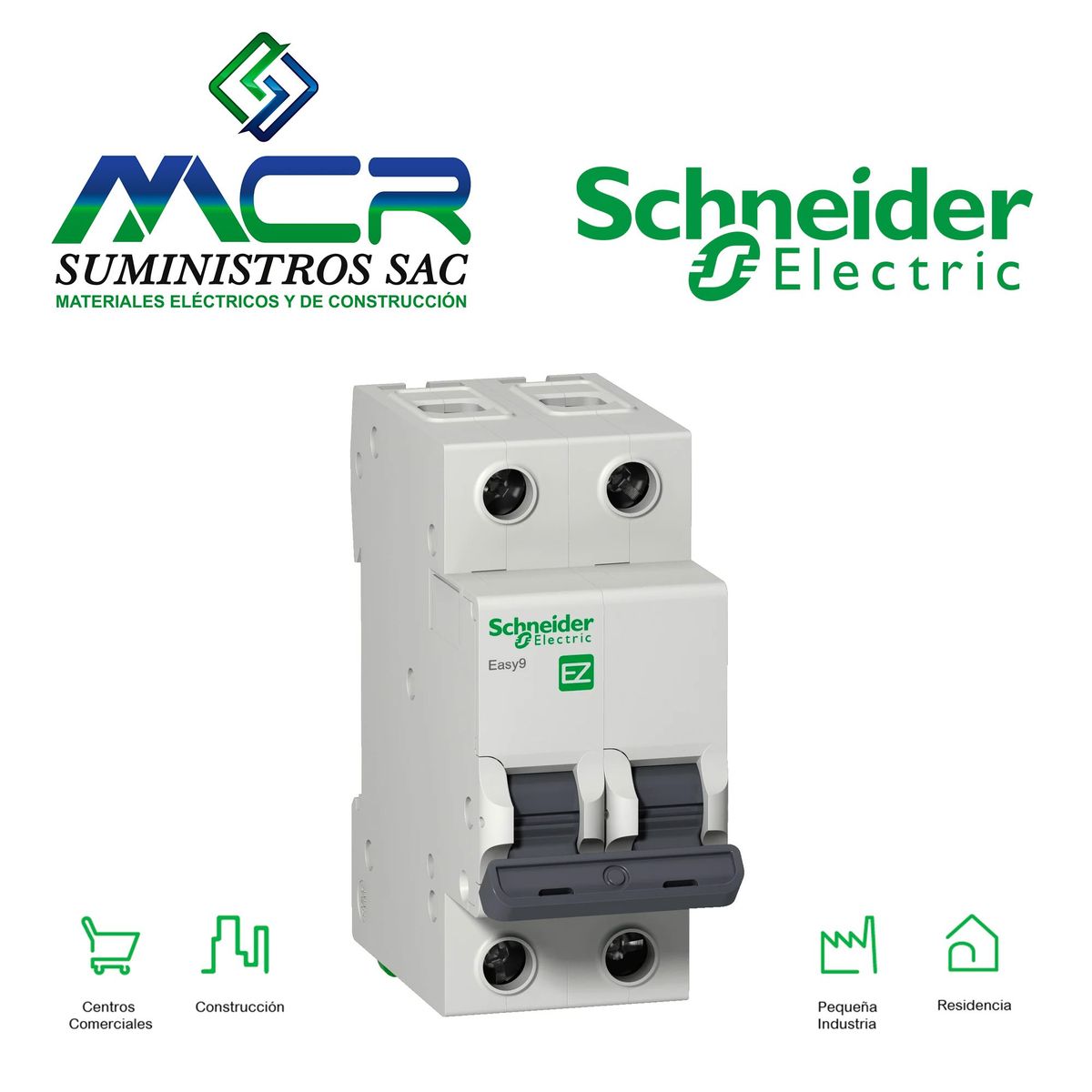 SCHNEIDER ELECTRIC - INTERRUPTOR TERMOMAGNETICO 2P 50A 10KA 230V Easy9 Schneider
