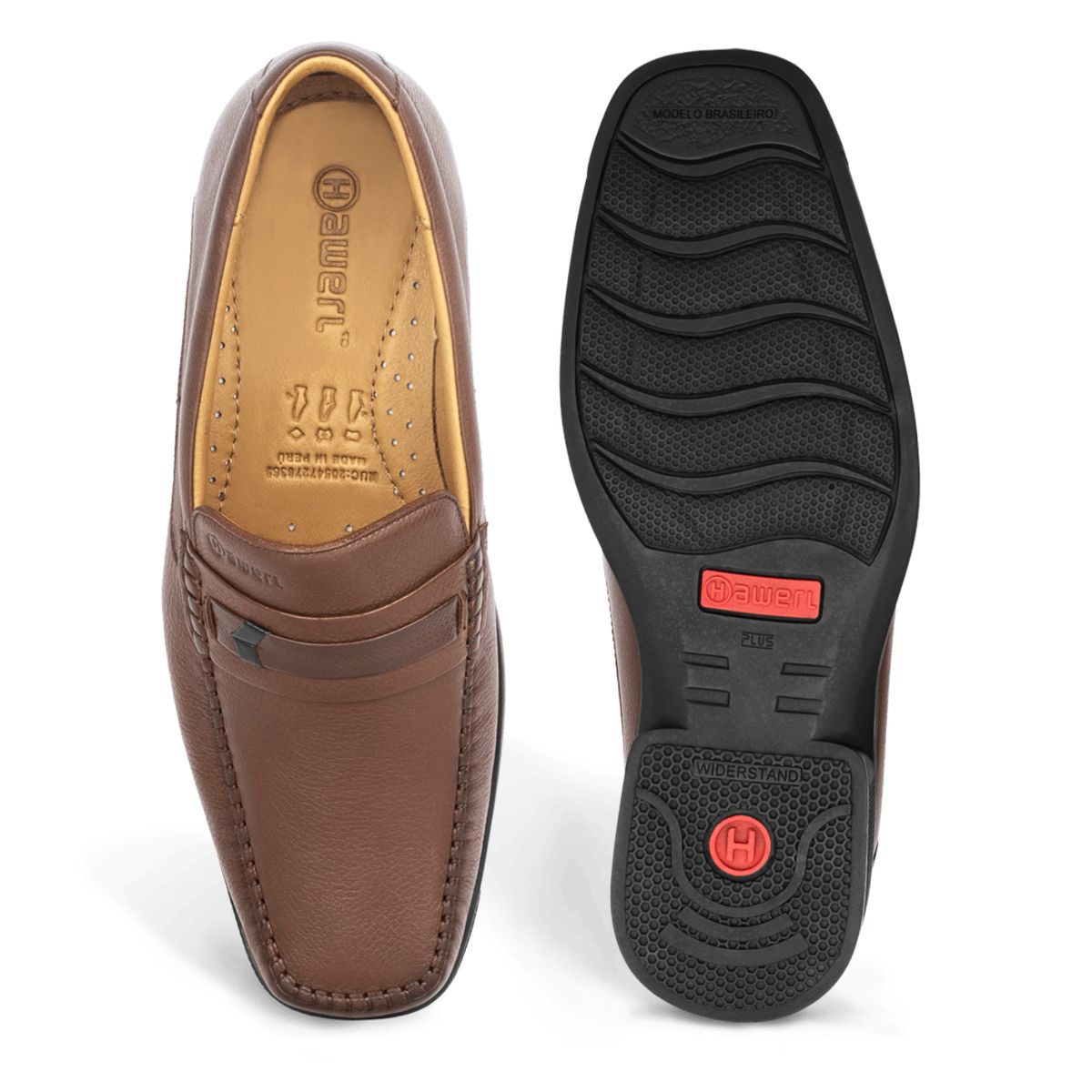 HAWERL - Zapato Confort Vestir Hombre H381 Marrón