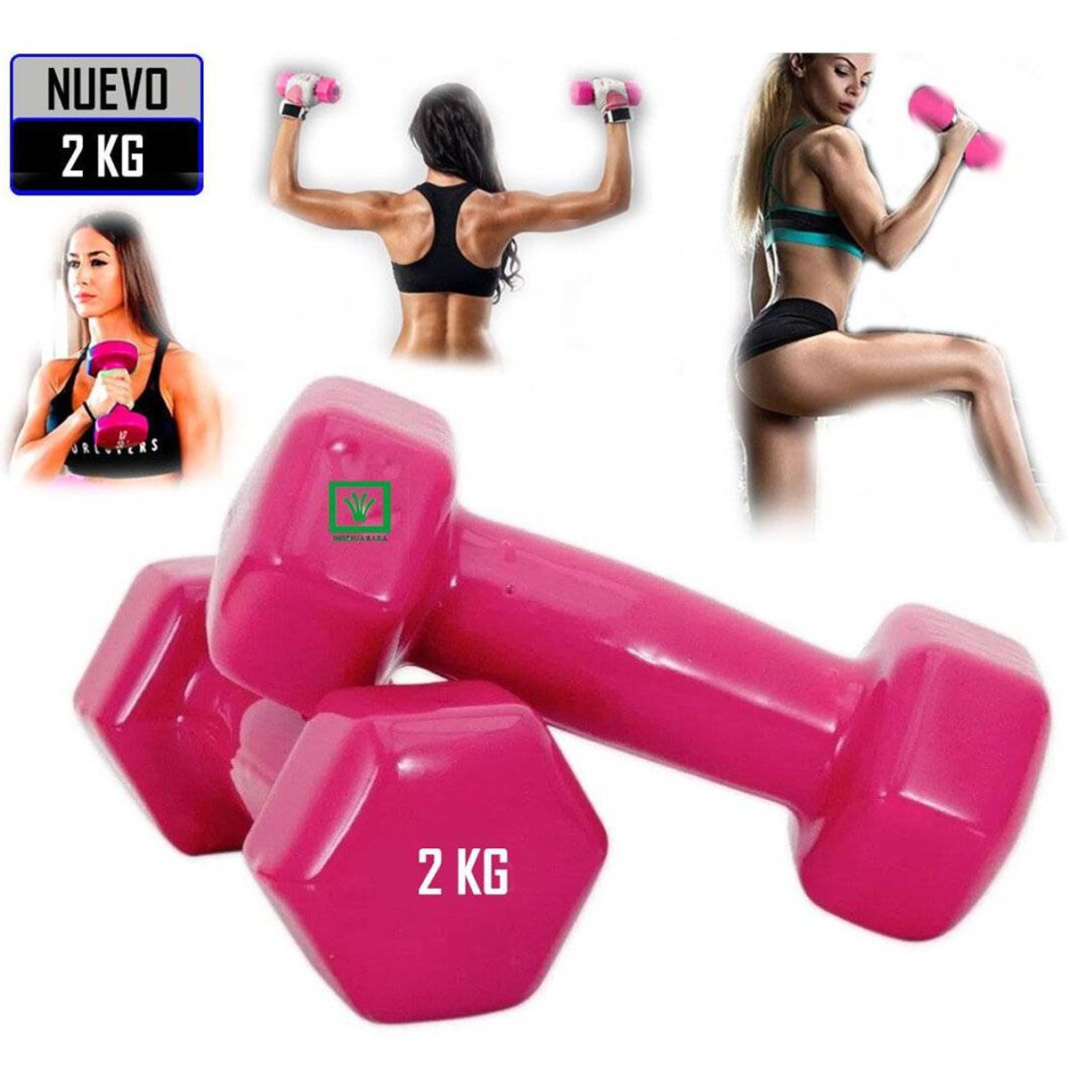 GENERICO - Mancuernas de Vinil 2 Kg Pack 2 Unidades Rosado