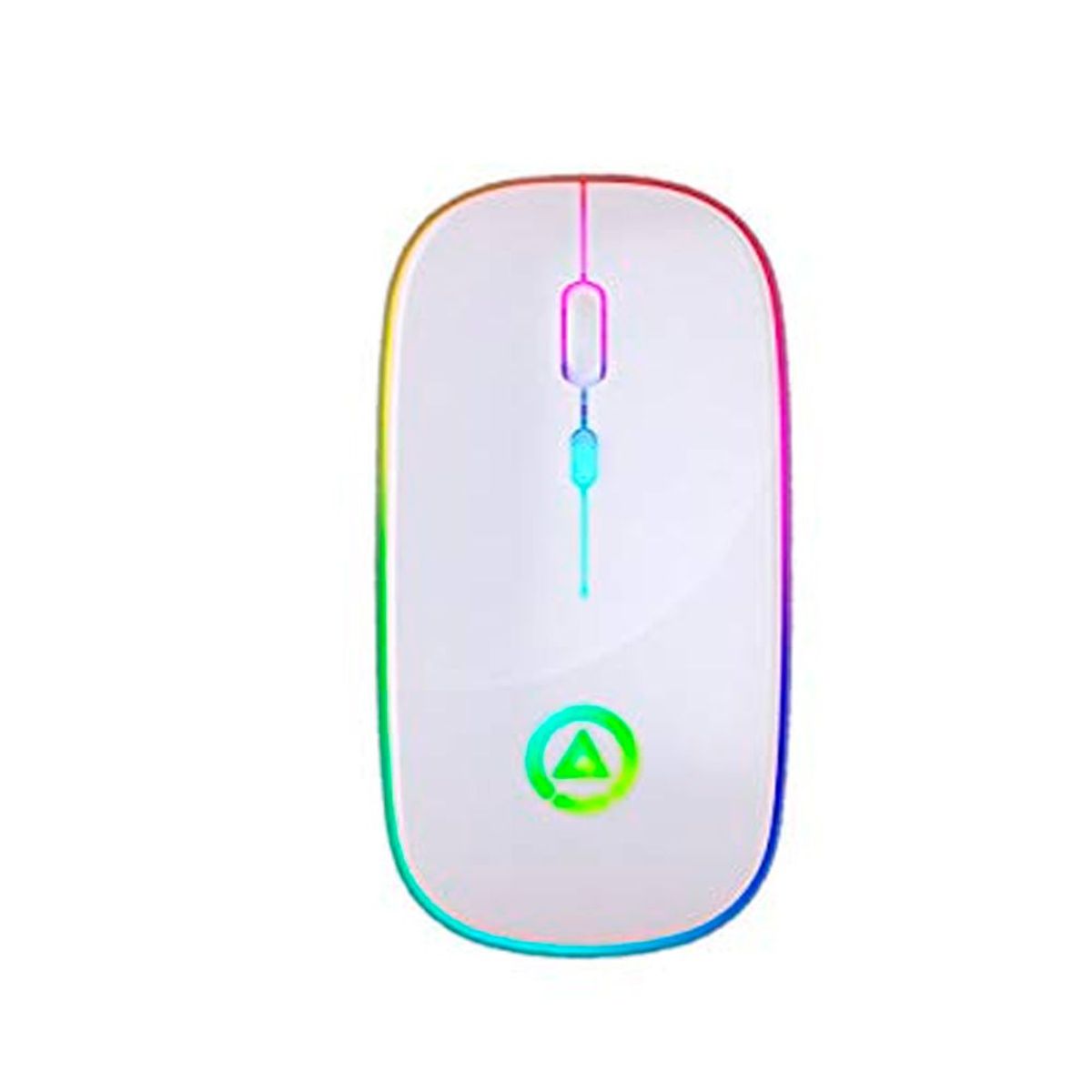 SEISA - Mouse Inalambrico Recargable USB, LED 8 colores RGB, DPI 320 - BLANCO