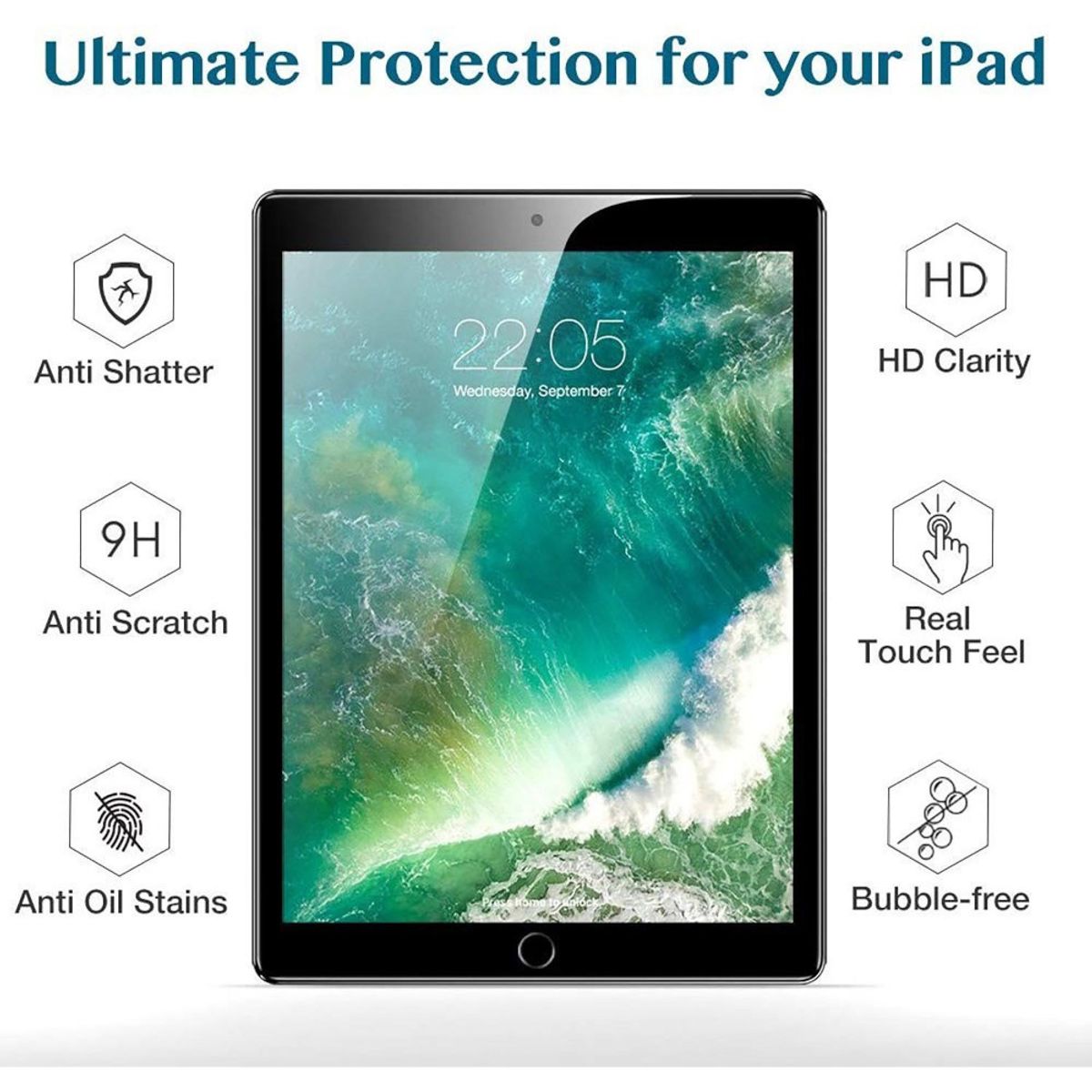 GENERICO - Protector Transparente Mica de Vidrio Templado para iPad 7ma-8va-9na