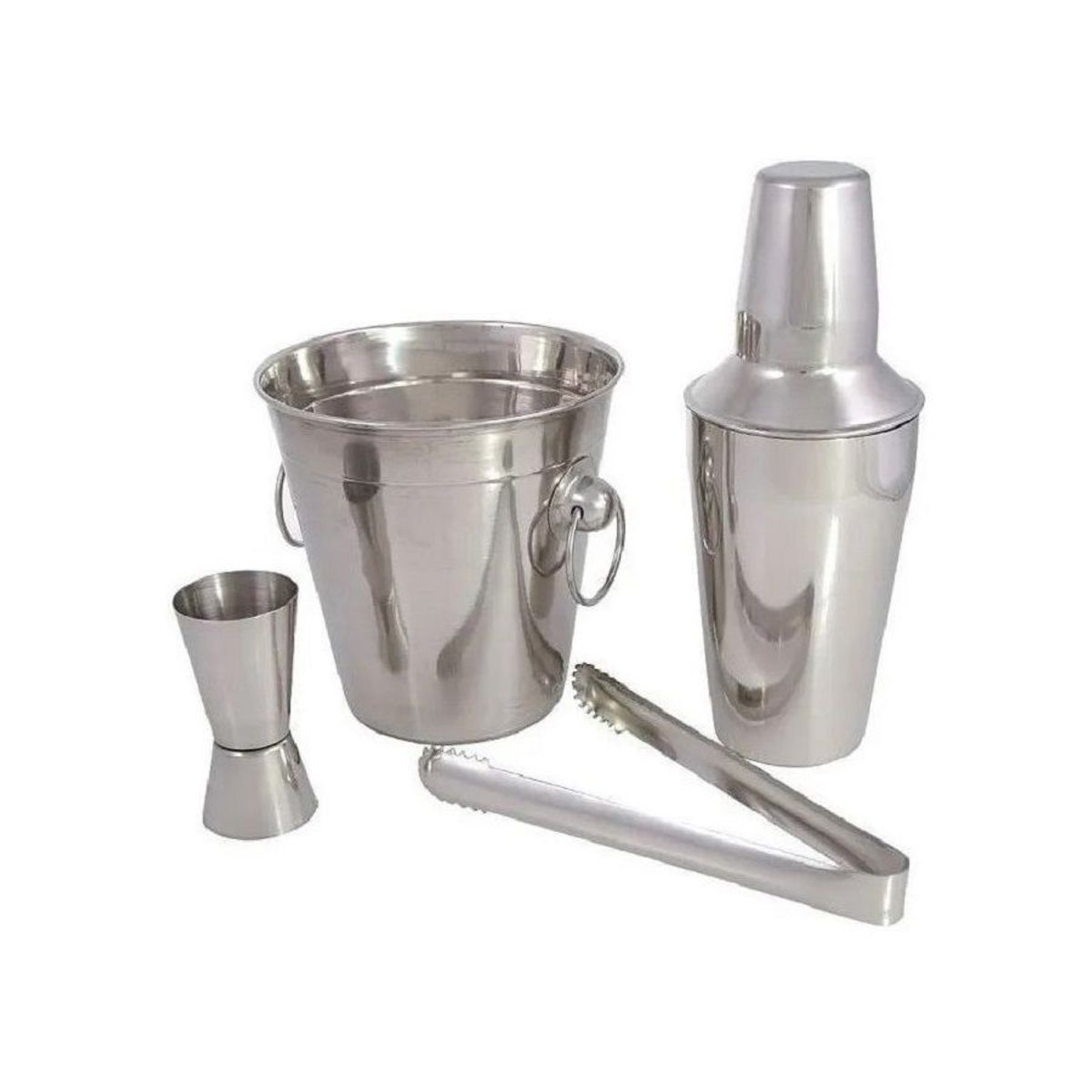 GENERICO - Set de Bar 4 Piezas Coctelera + Onzera + Hielera + Pinza