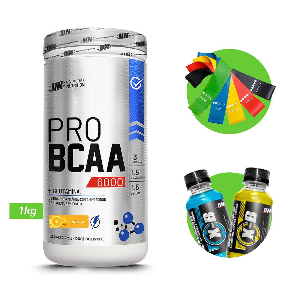 UNIVERSE NUTRITION - Pro Bcaa 1kg Aminoácidos UN Naranja + Regalos