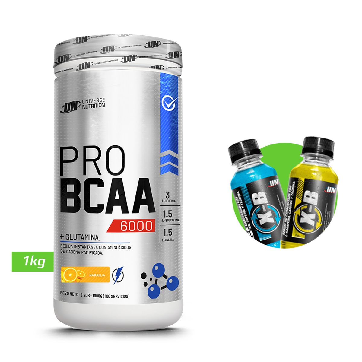 UNIVERSE NUTRITION - Pro Bcaa 1kg Aminoácidos UN Naranja + Regalos
