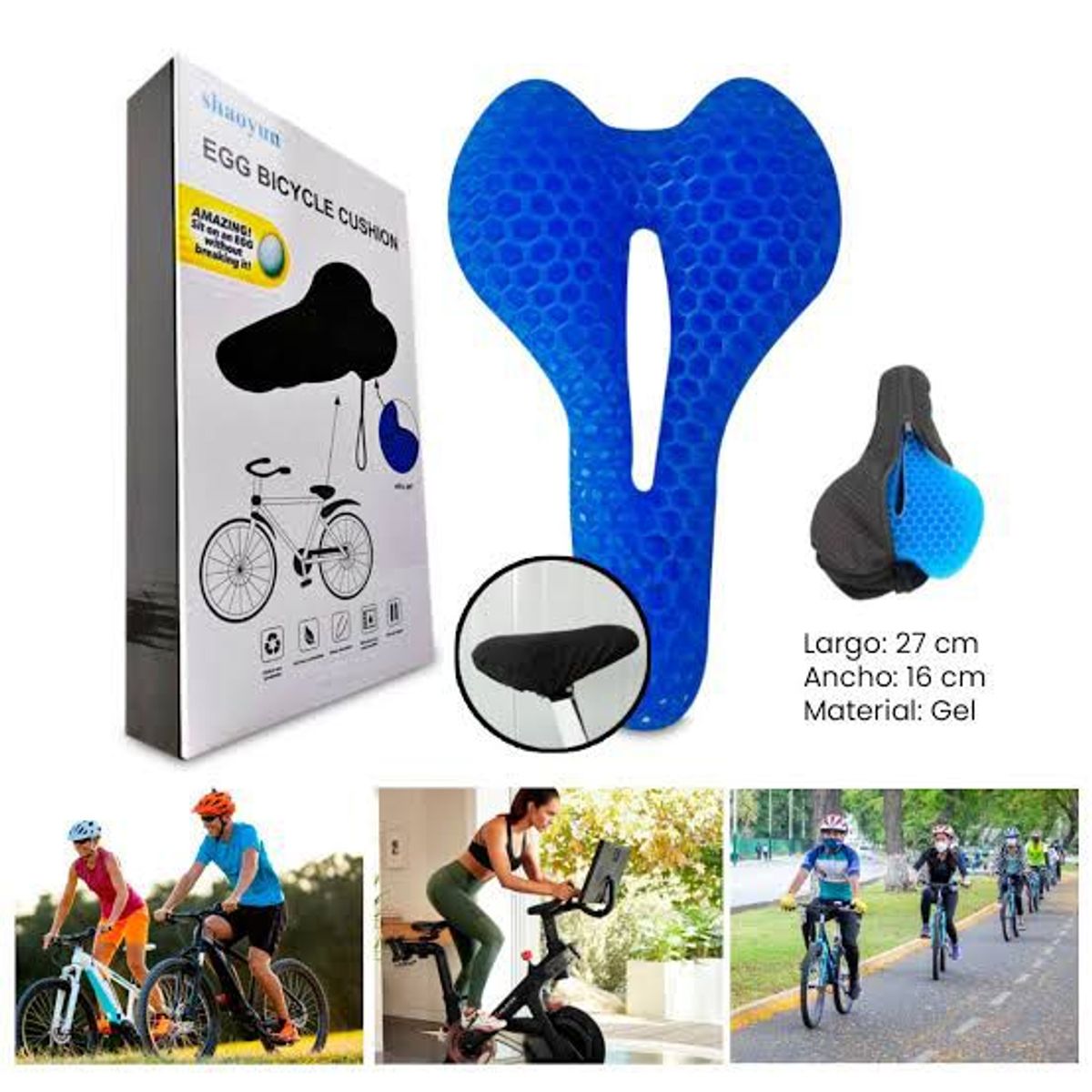 OEM - Asiento de Gel Cojín  Funda  para Bicicleta Ciclismo