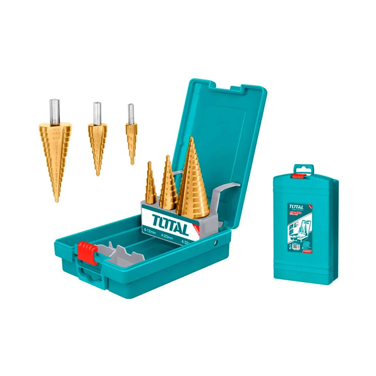 TOTAL TOOLS - JUEGO DE BROCAS CÓNICAS ESCALONADAS 3 PIEZAS TOTAL PERFORA - TACSD2031