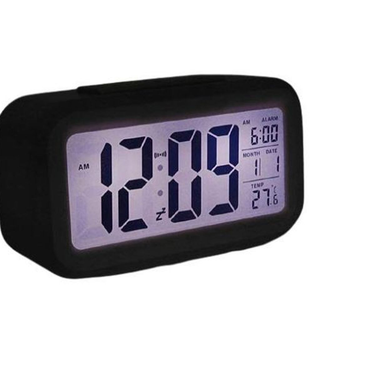 GENERICO - Reloj Despertador C Calendario Temperatura NEGRO