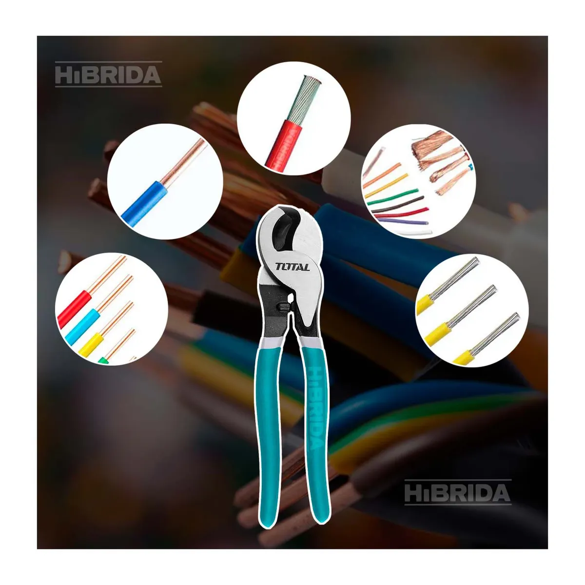 TOTAL TOOLS - ALICATE CORTADOR DE CABLE ELÉCTRICO 10 TOTAL RESISTENTE - THT115102