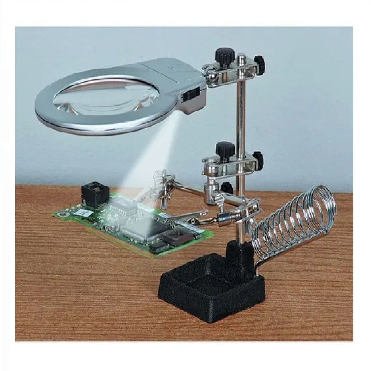 OTTOWARE - Soporte para Soldar con Lupa y Luz V2
