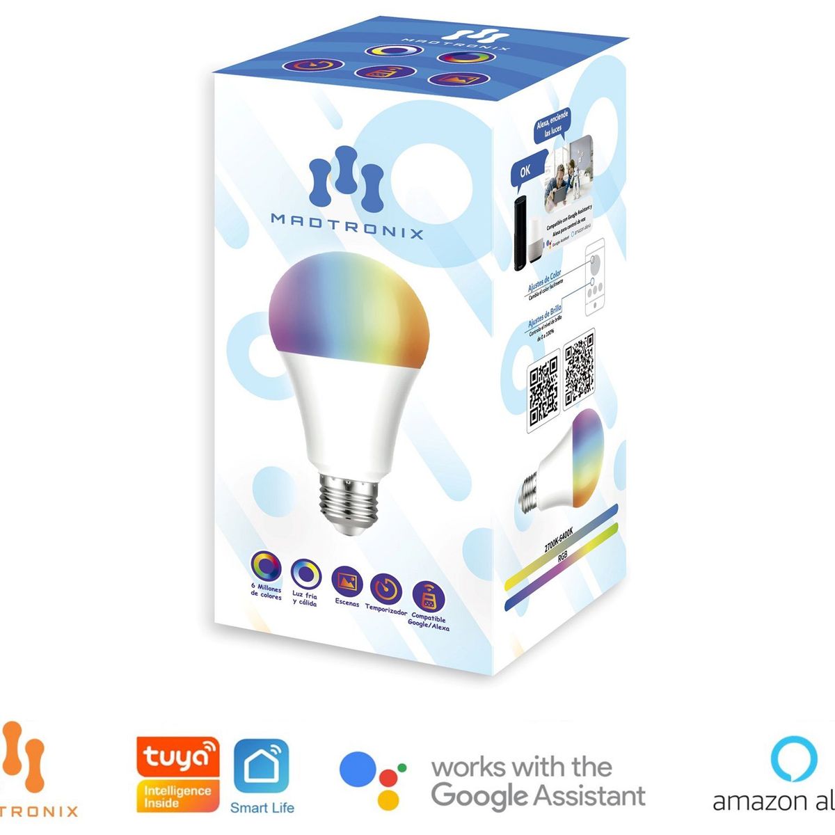 MADTRONIX - Foco Inteligente 14W Pro 1400  Lumens Alexa y Google