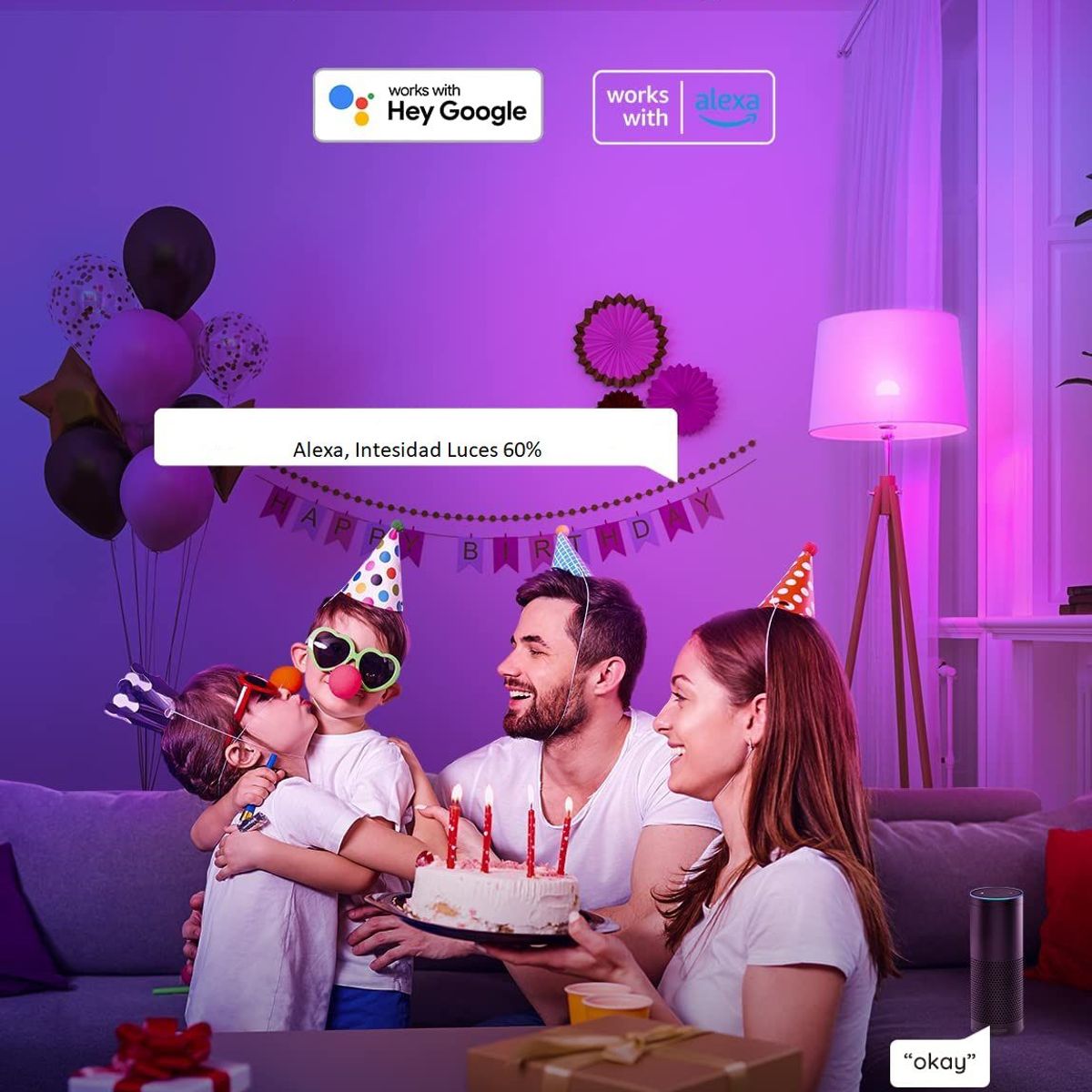 MADTRONIX - Foco Inteligente WiFi Led 9W 800 Lumens compatible Alexa y Google