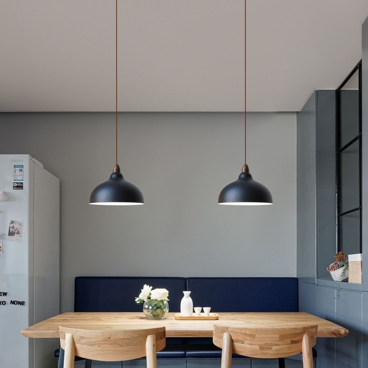 GENERICO - Lámpara colgante redondo negro e27