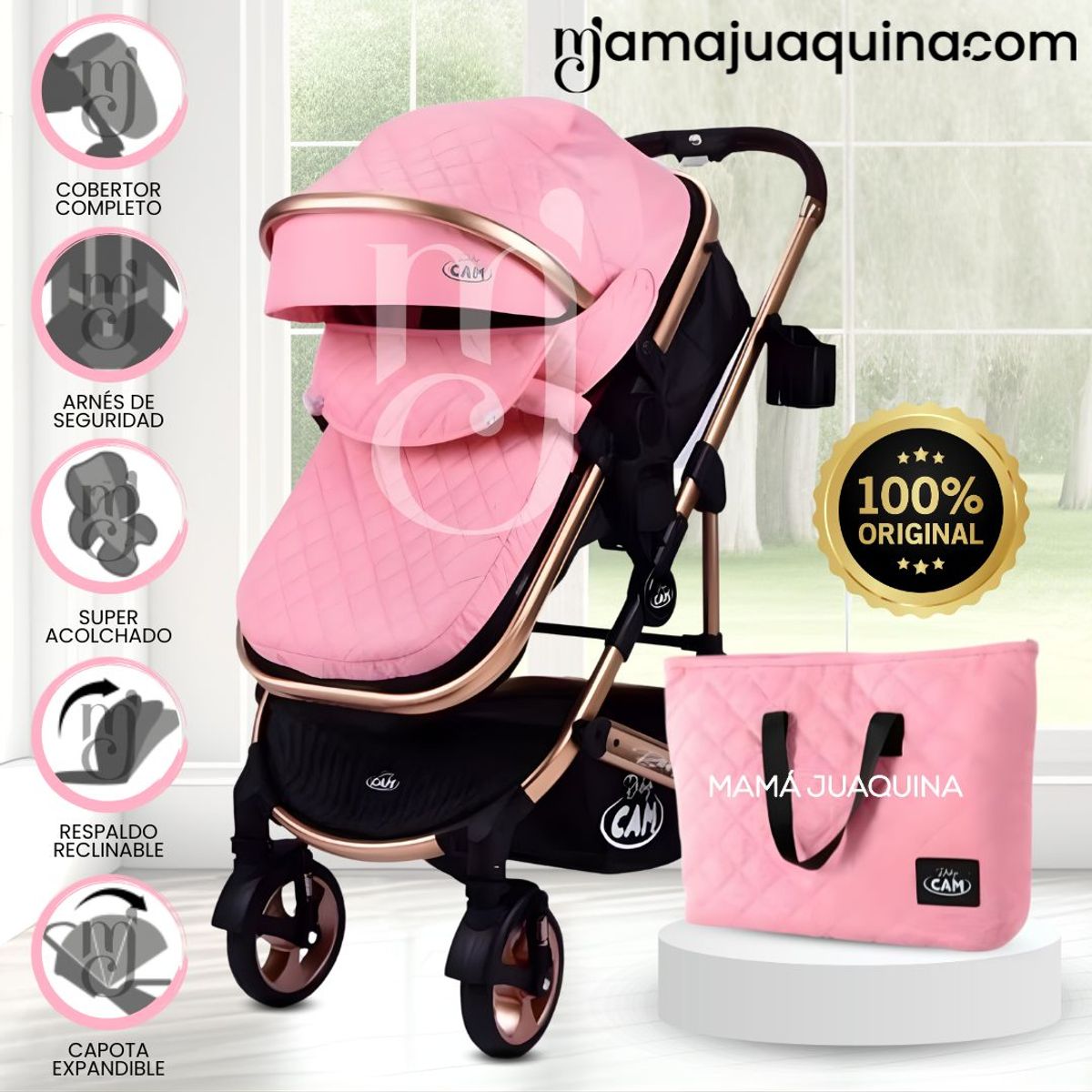 BABY - Coche Cuna Moisés de Lujo «BERLÍN LUXURY» Pink
