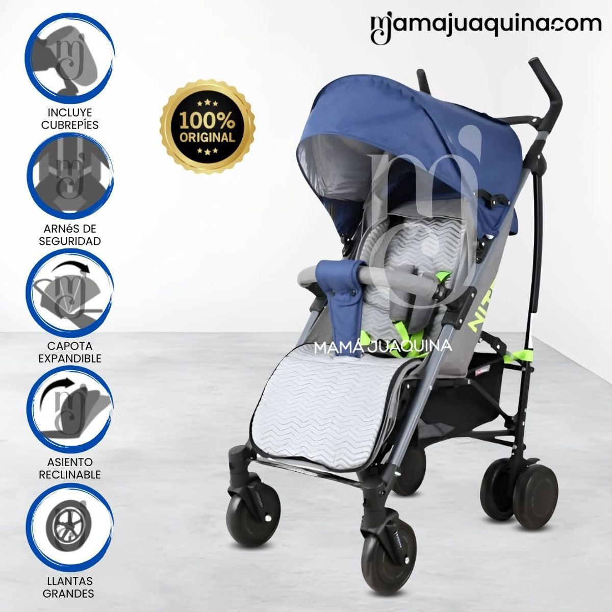 BABY GO - Coche Bastón Deportivo NITRO PLUS Blue