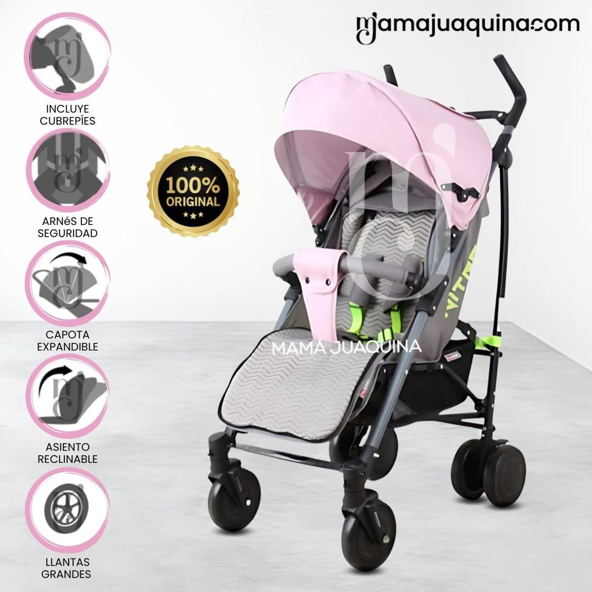 BABY GO - Coche Bastón Deportivo NITRO PLUS Pink