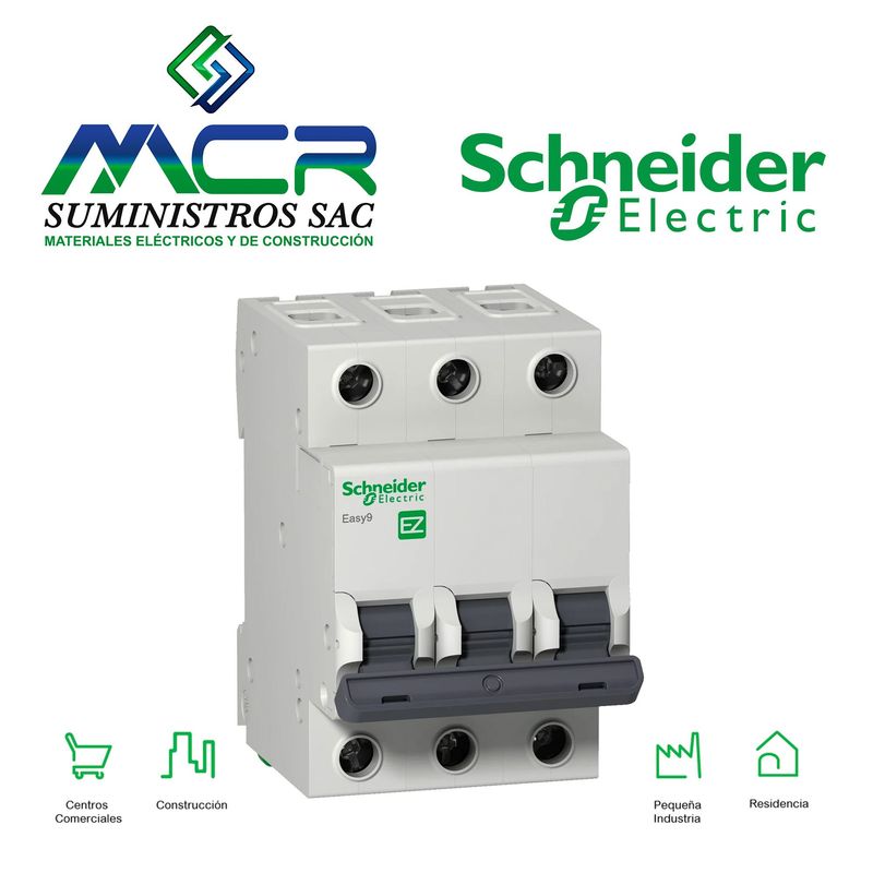 SCHNEIDER ELECTRIC - INTERRUPTOR TERMOMAGNETICO 3P 25A 10KA 230V Easy9 Schneider