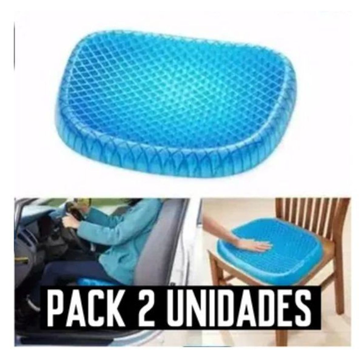 OEM - Cojín Asiento de Gel Ergonómico para silla 2 Pcs peso 1000 gr
