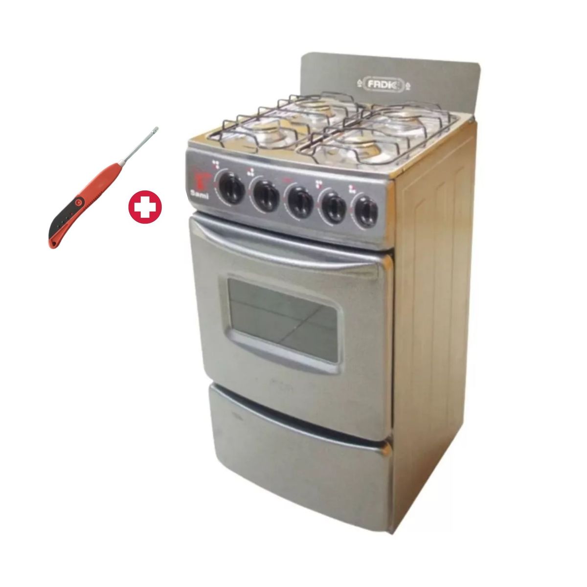 FADIC - COCINA 4 HORNILLAS CON HORNO Y RESPALDAR GRIS MODELO SAMI "20 + ENCENDEDOR DE COCINA