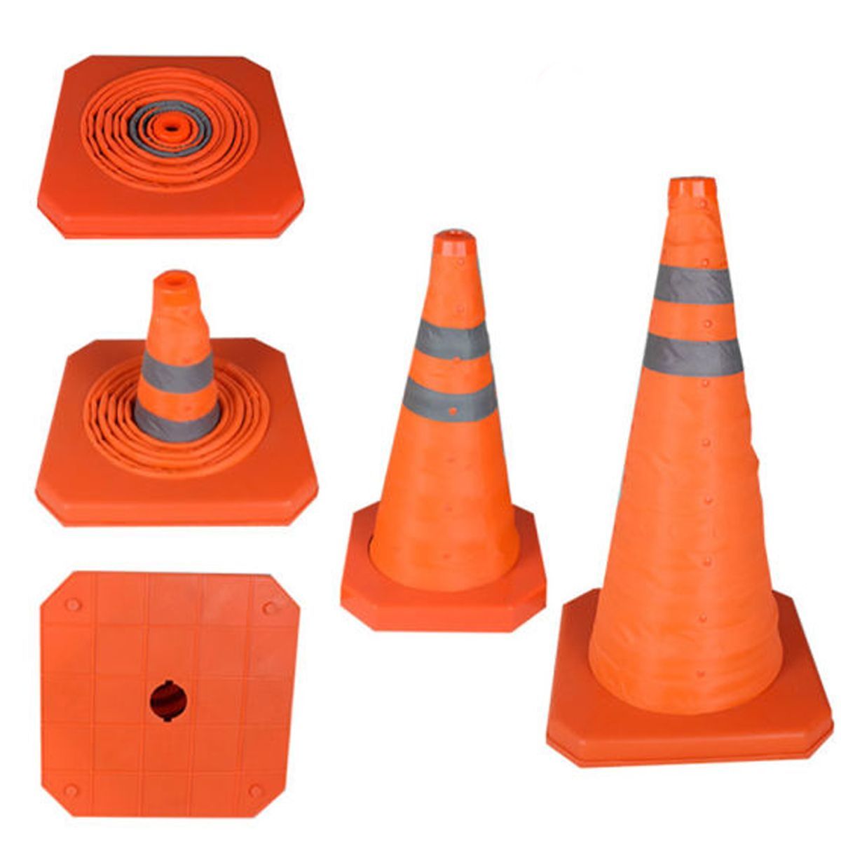 GENERICO - Conos de Seguridad 32cm Plegable doble cinta reflectiva Auto