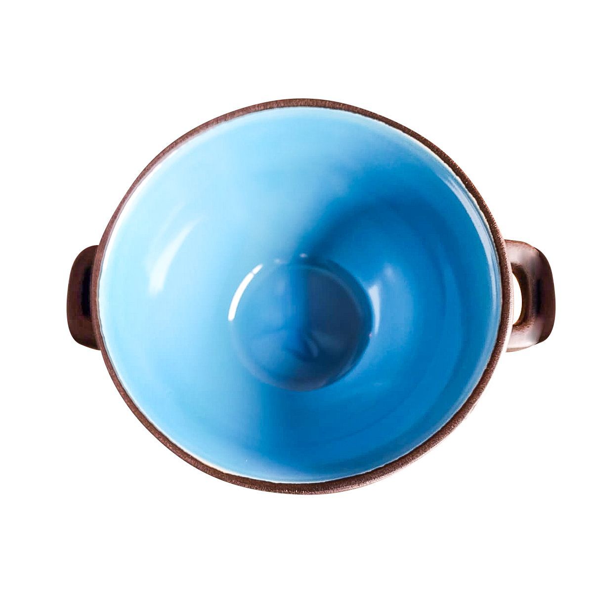 GRETAIL - Bowl Tazón De Cerámica 750ML Diseño Floreado Con Asas Turquesa