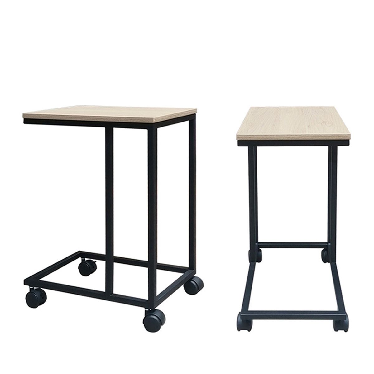 ZIYAZ - Escritorio Auxiliar Tipo C Con GARRUCHA 50x30x45 ROVERE - B NEGRO