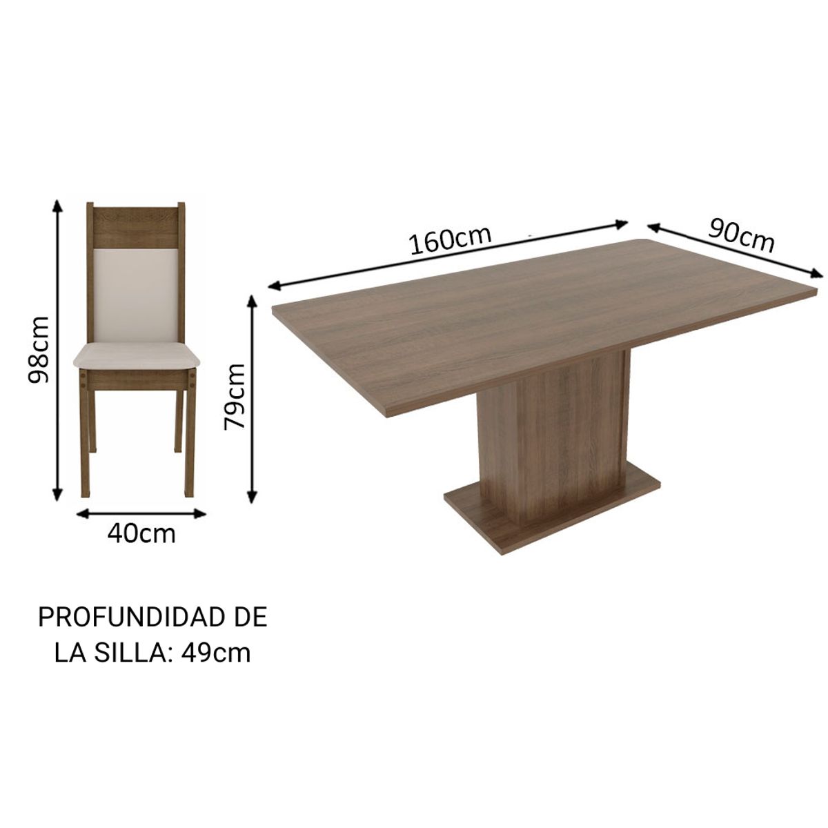 MADESA - Juego de Comedor Lousiana con 6 Sillas