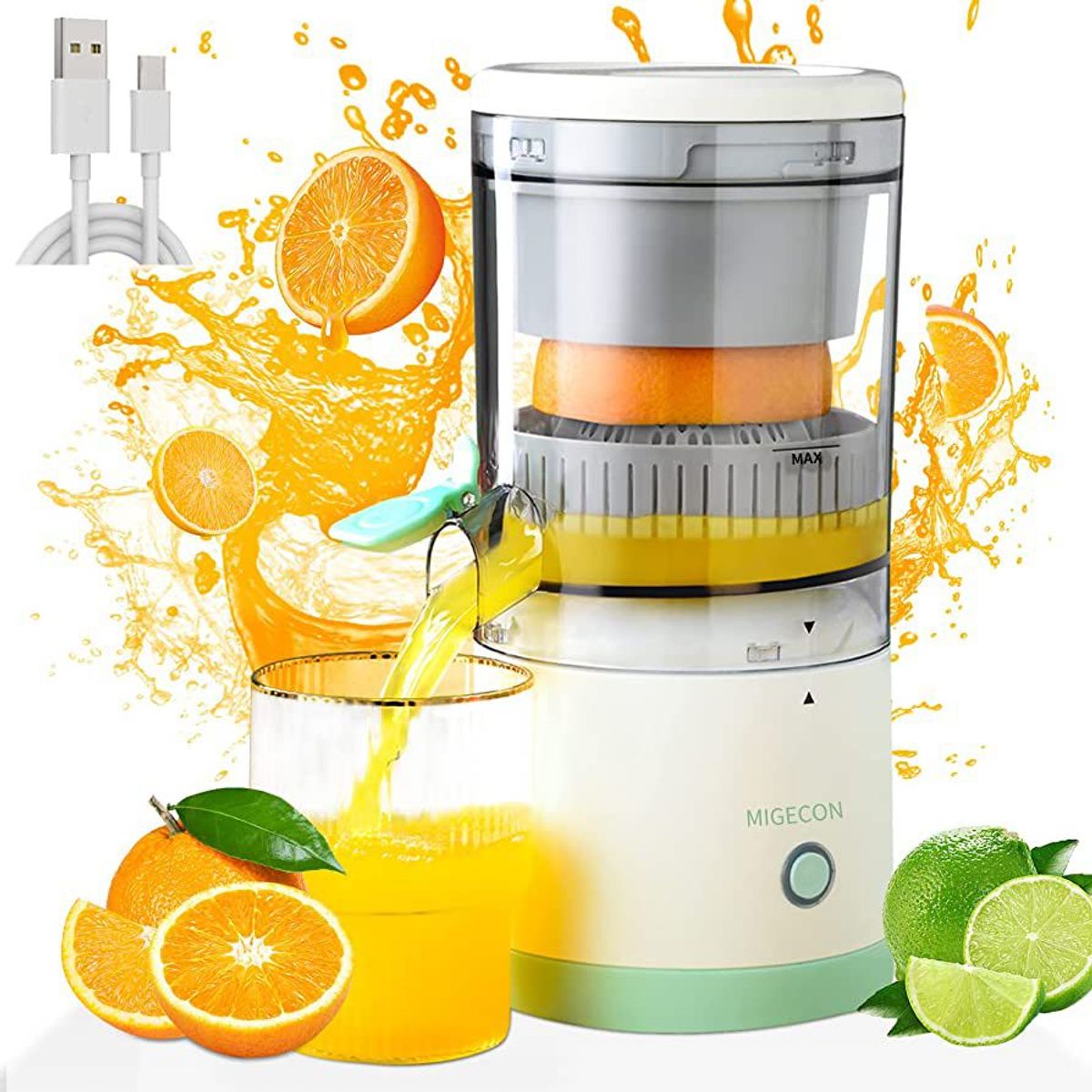 OEM - Exprimidor de Naranja y Frutas Electrico Recargable USB