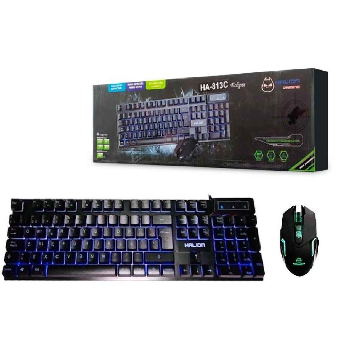 HALION - COMBO TECLADO Y MOUSE GAMER HALION ECLIPSE HA-813C