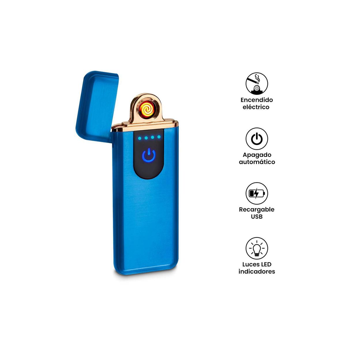 GENERICO - Encendedor Táctil Eléctrico Digital Recargable USB LED