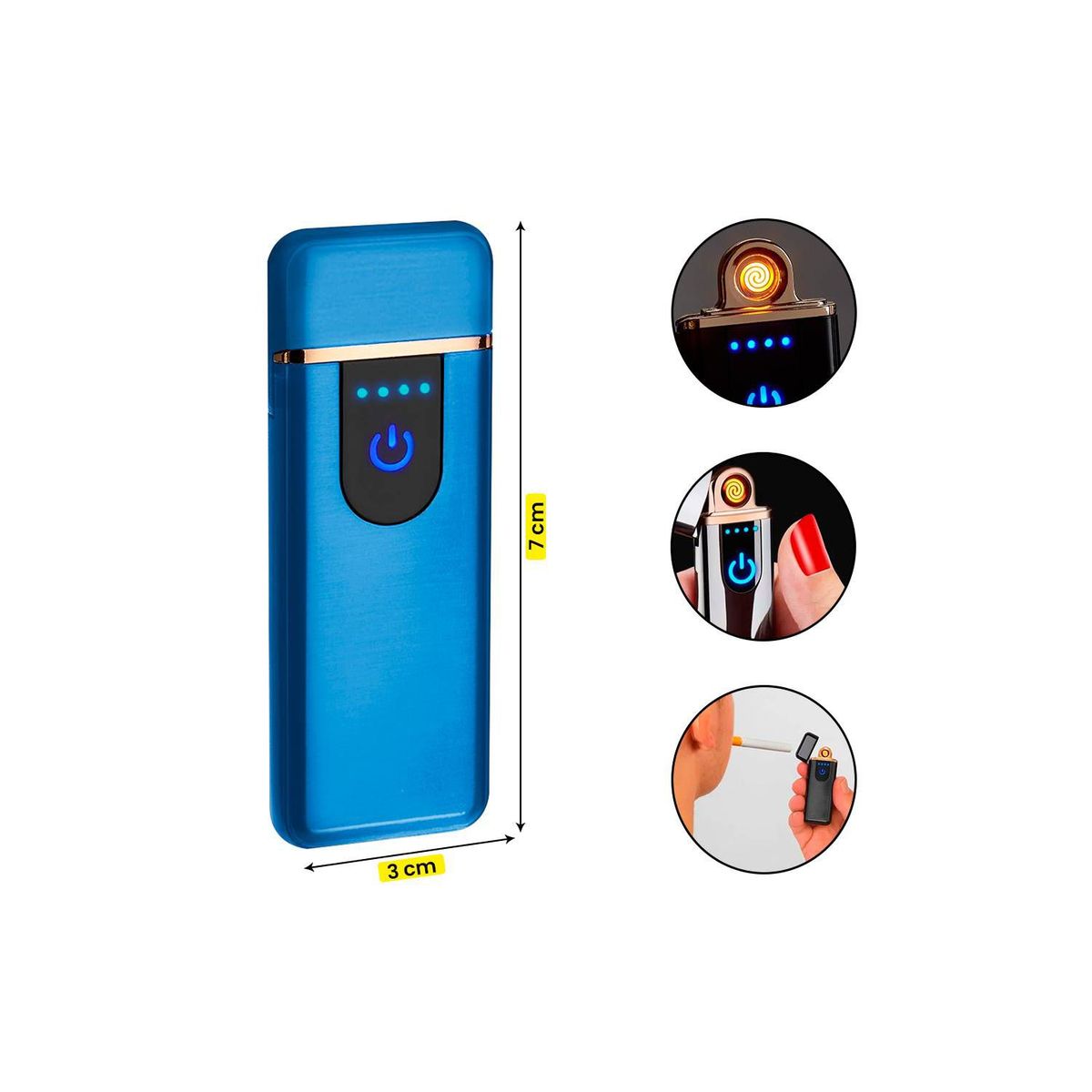 GENERICO - Encendedor Táctil Eléctrico Digital Recargable USB LED