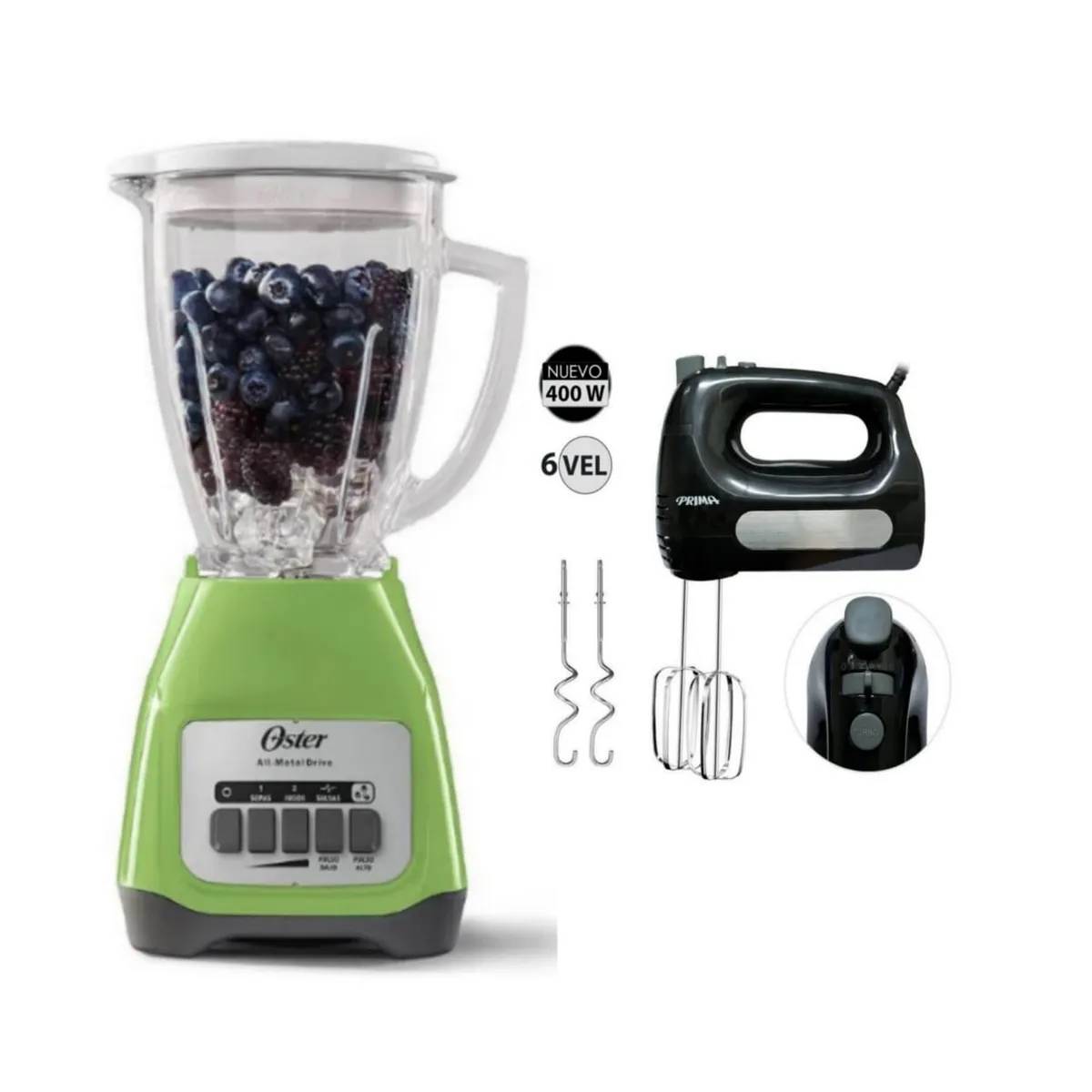 OSTER - COMBO Licuadora BLSTKAGKPB y Batidora HM9105E