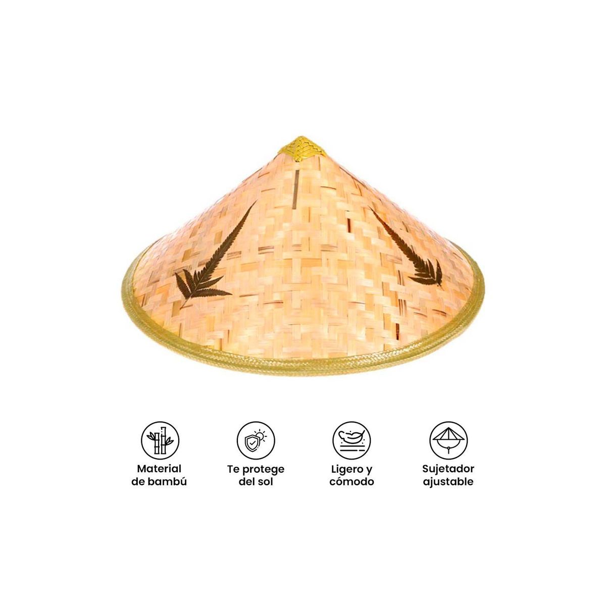 GENERICO - Sombrero Chino de Bambú Protector Solar