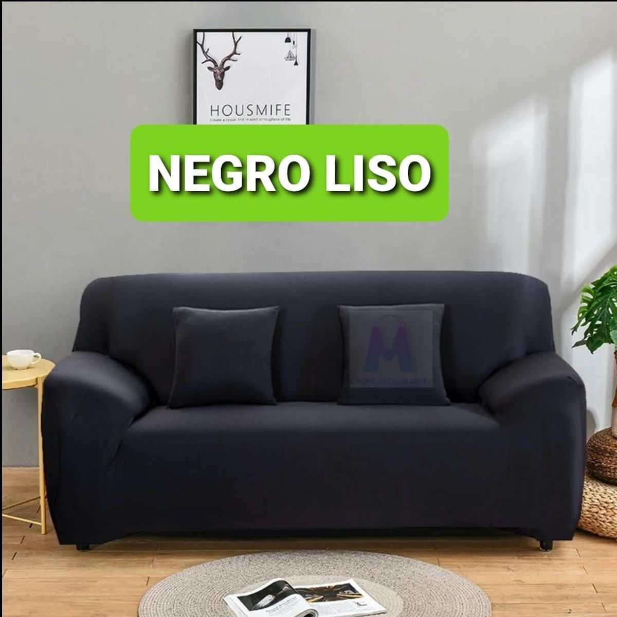 GENERICO - Forros de muebles Set spandex 3-2-1 color negro liso