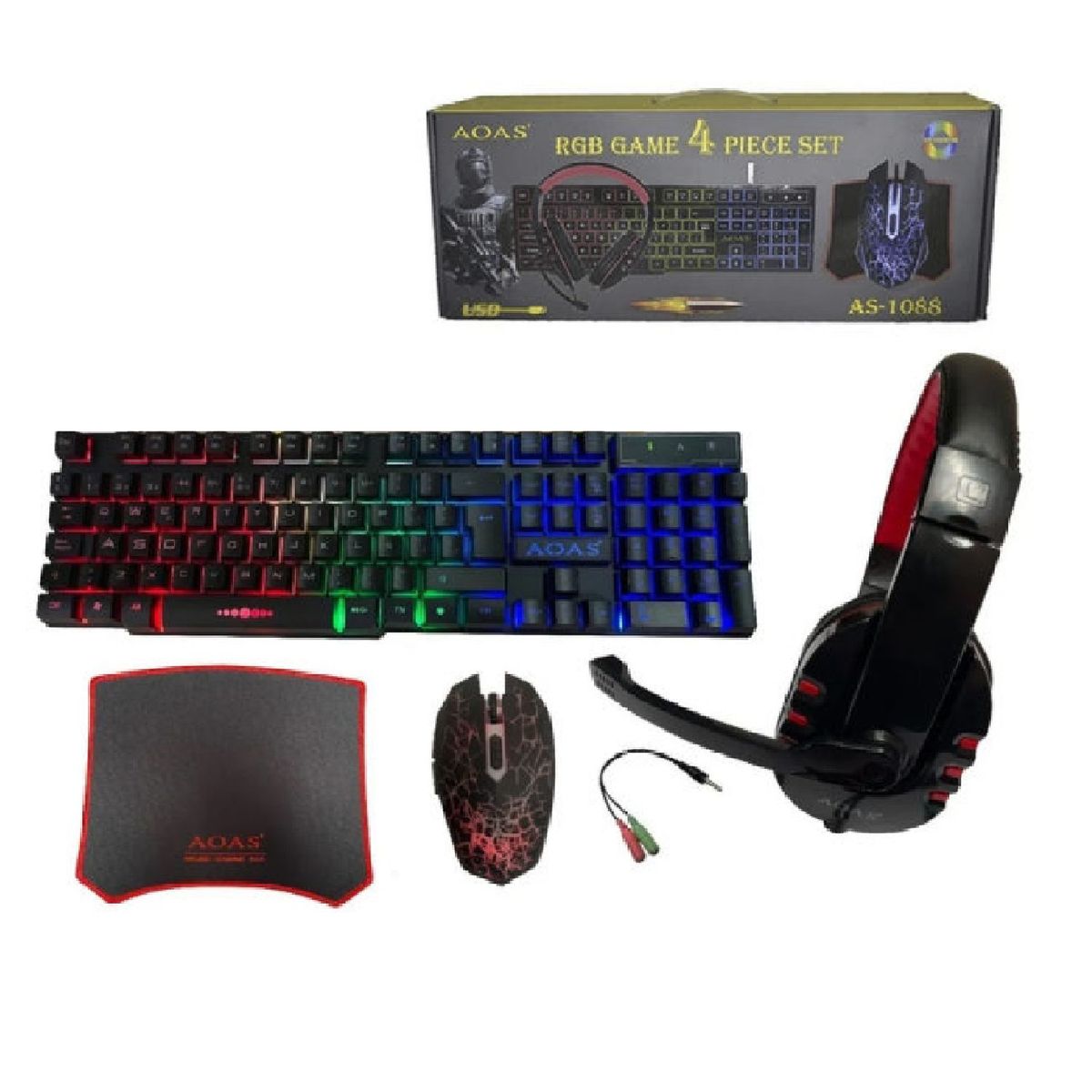GENERICO - AOAS 4 en 1 Mouse + Teclado + Mouse Pad + Audifono