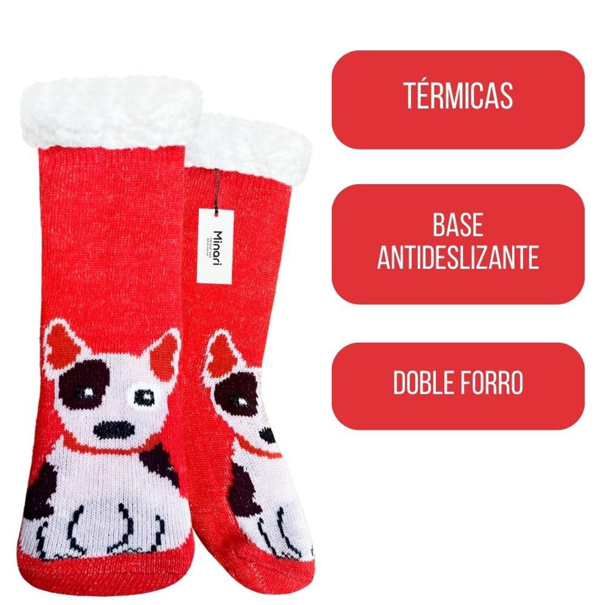 MINARI - Medias Térmicas Carnero Antideslizantes Doble Forro Perrito RJ G2339