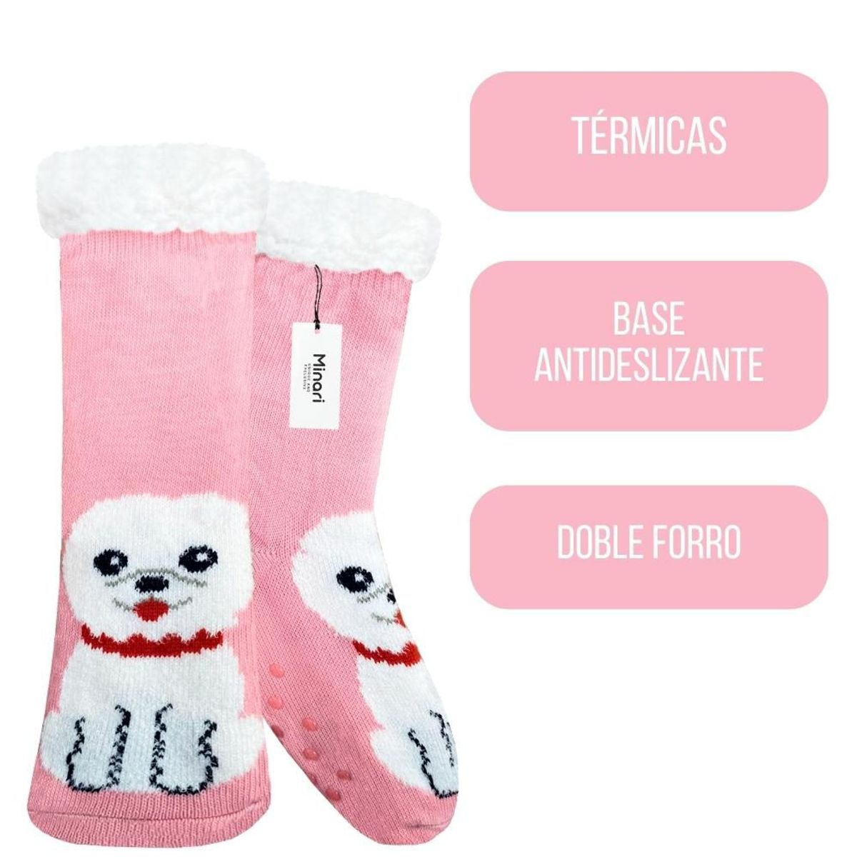 MINARI - Medias Térmicas Carnero Antideslizantes Doble Forro Perrito RS G2339