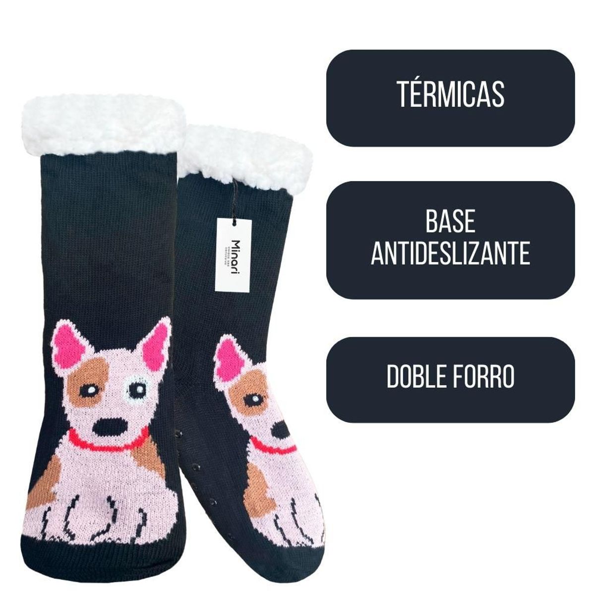 MINARI - Medias Térmicas Carnero Antideslizantes Doble Forro Perrito NG G2339