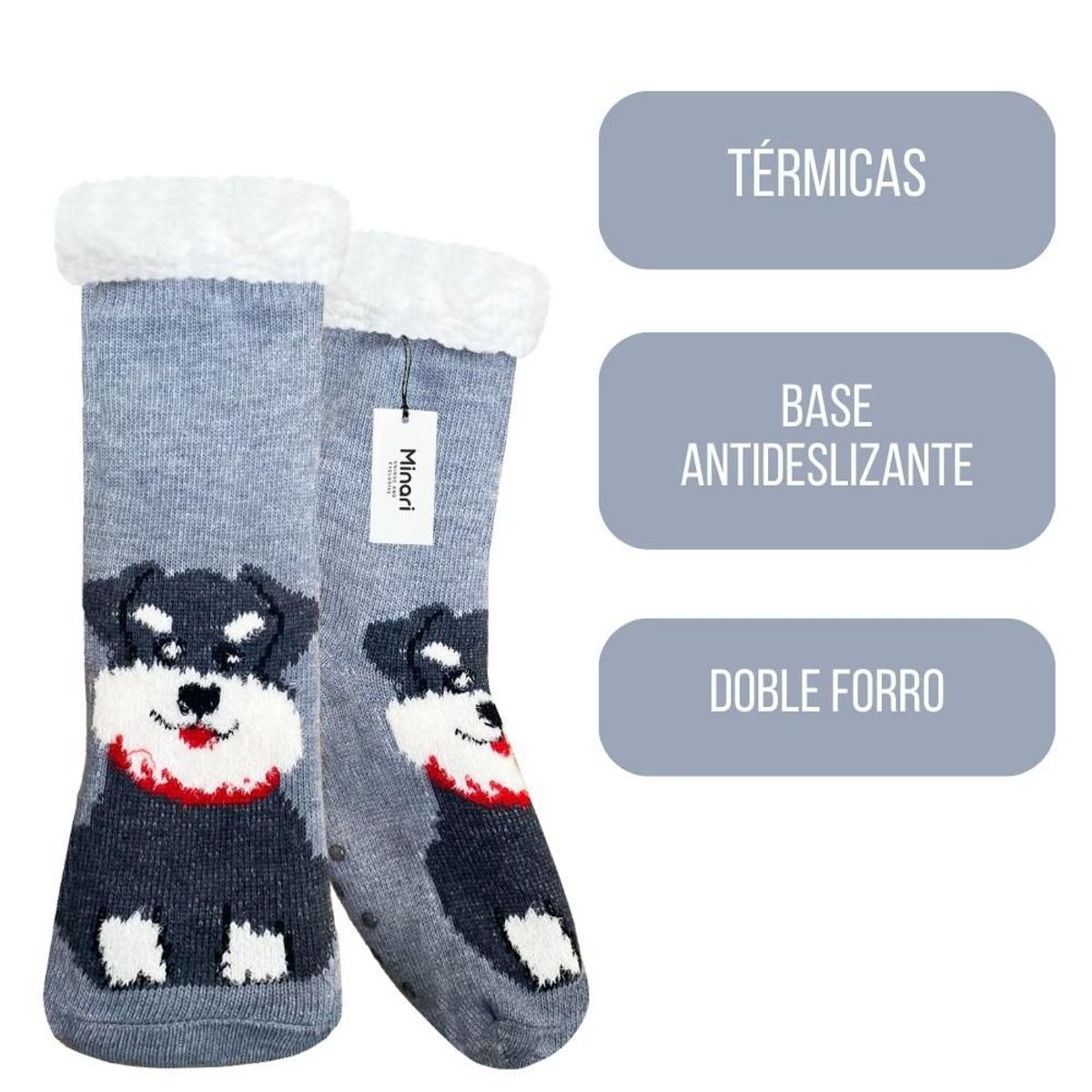 MINARI - Medias Térmicas Carnero Antideslizantes Doble Forro Perrito PL G2339